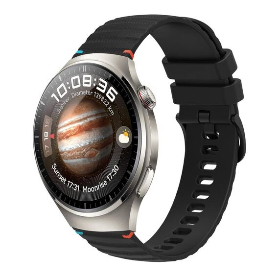 Per Huawei Watch 4 Pro Cinturino in silicone ondulato punteggiato cucito da 22 mm (nero)