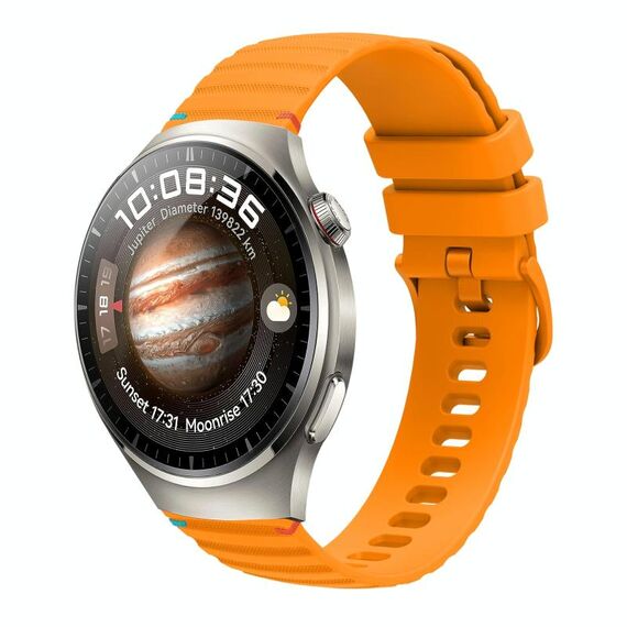 Per Huawei Watch 4 Pro Cinturino in silicone ondulato punteggiato cucito da 22 mm (giallo ambra)