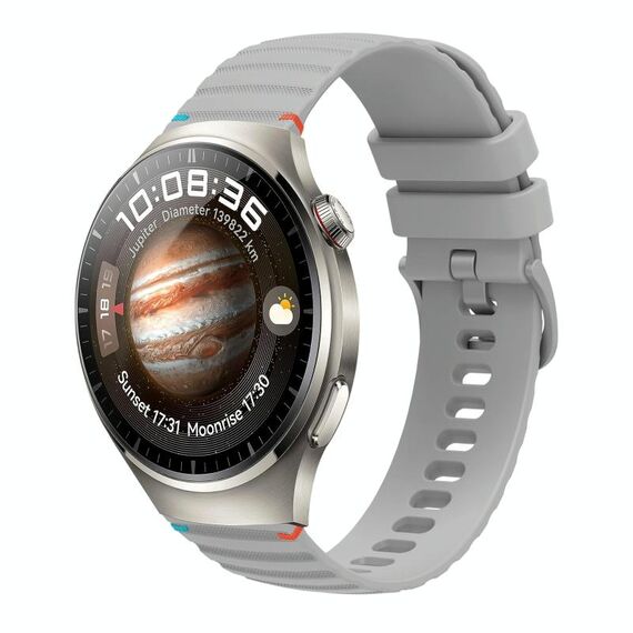 Per Huawei Watch 4 Pro Cinturino in silicone ondulato punteggiato cucito da 22 mm (grigio)