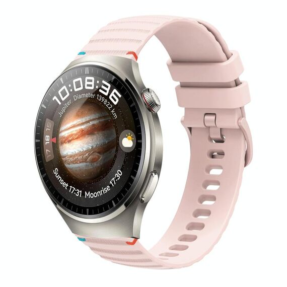 Per Huawei Watch 4 Pro Cinturino in silicone ondulato punteggiato cucito da 22 mm (rosa)