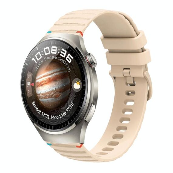 Per Huawei Watch 4 Pro Cinturino in silicone ondulato punteggiato cucito da 22 mm (color crema)