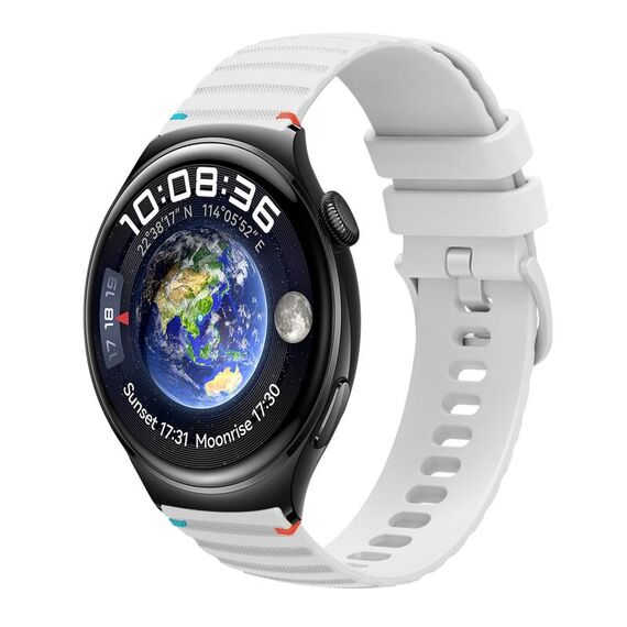 Per Huawei Watch 4 Cinturino in silicone ondulato punteggiato cucito da 22 mm (bianco)