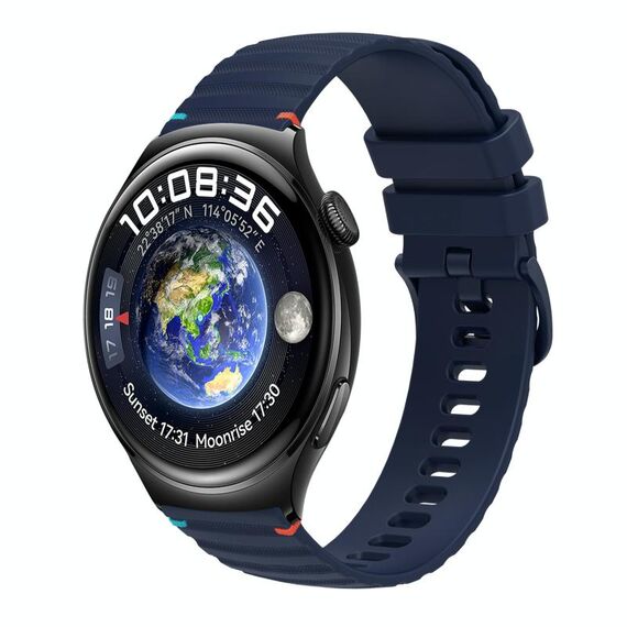 Per Huawei Watch 4 cinturino in silicone ondulato punteggiato cucito da 22 mm (blu navy)