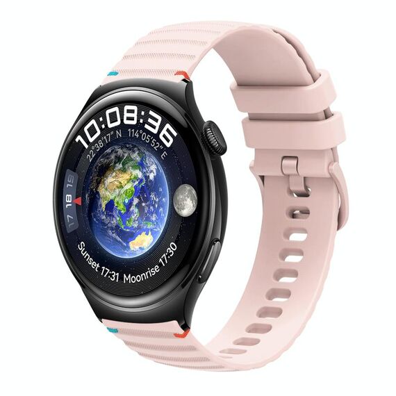 Per Huawei Watch 4 Cinturino in silicone ondulato punteggiato cucito da 22 mm (rosa)