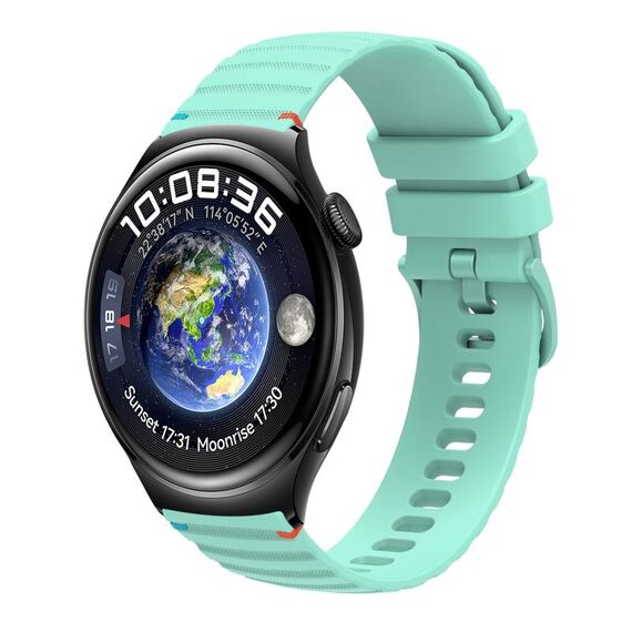 Per Huawei Watch 4 Cinturino in silicone ondulato punteggiato cucito da 22 mm (verde acqua)