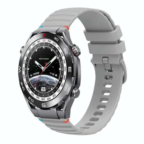 Per Huawei Watch Ultimate Wavy Dotted Stitched 22mm Cinturino in silicone (grigio)