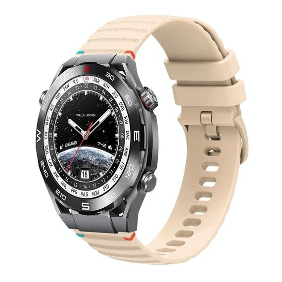 Per Huawei Watch Ultimate Wavy Dotted Stitched 22mm Cinturino in silicone (color crema)