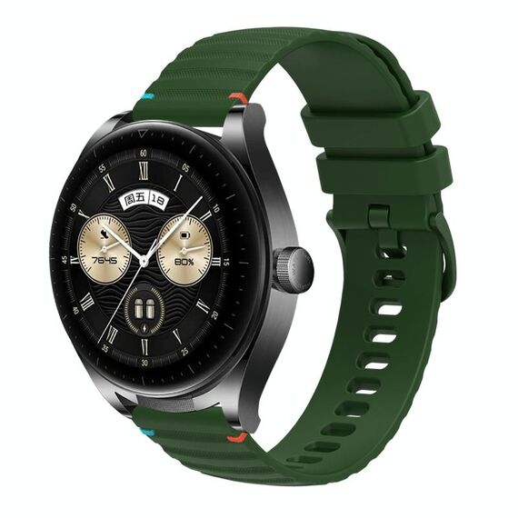 Per Huawei Watch Buds Wavy Dotted Stitched 22mm Cinturino in silicone (verde militare)