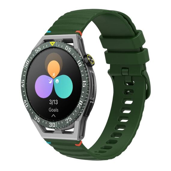 Per Huawei Watch GT 3 SE Cinturino in silicone ondulato punteggiato cucito da 22 mm (verde militare)