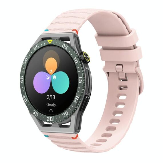Per Huawei Watch GT 3 SE Cinturino in silicone ondulato punteggiato cucito da 22 mm (rosa)