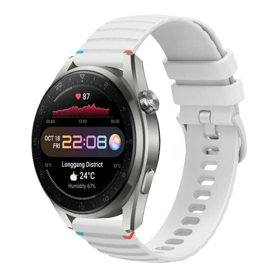 Per Huawei Watch 3 Pro Nuovo cinturino in silicone ondulato punteggiato cucito da 22 mm (bianco)