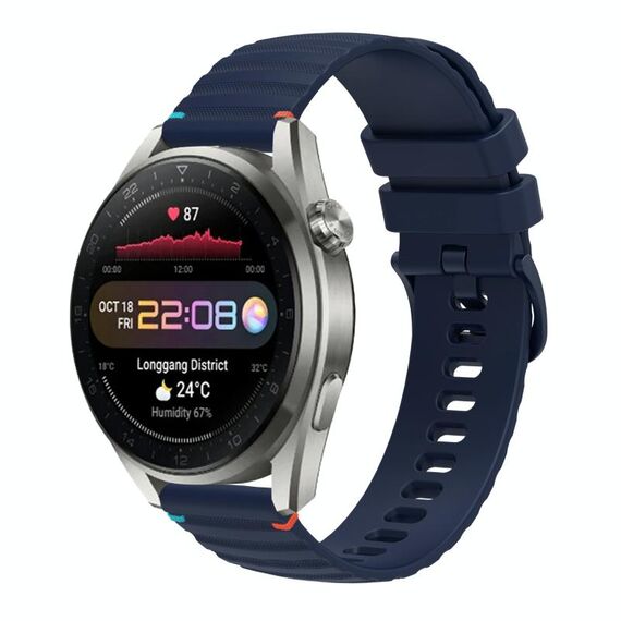 Per Huawei Watch 3 Pro Nuovo cinturino in silicone ondulato punteggiato cucito da 22 mm (blu navy)