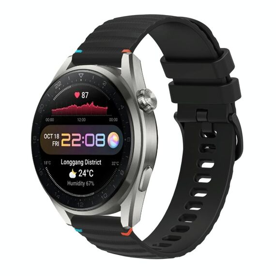 Per Huawei Watch 3 Pro Nuovo cinturino in silicone ondulato punteggiato cucito da 22 mm (nero)
