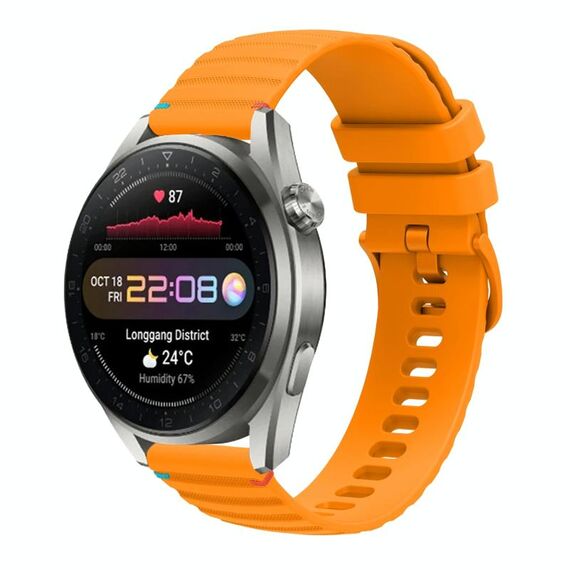 Per Huawei Watch 3 Pro Nuovo cinturino in silicone ondulato punteggiato cucito da 22 mm (giallo ambra)