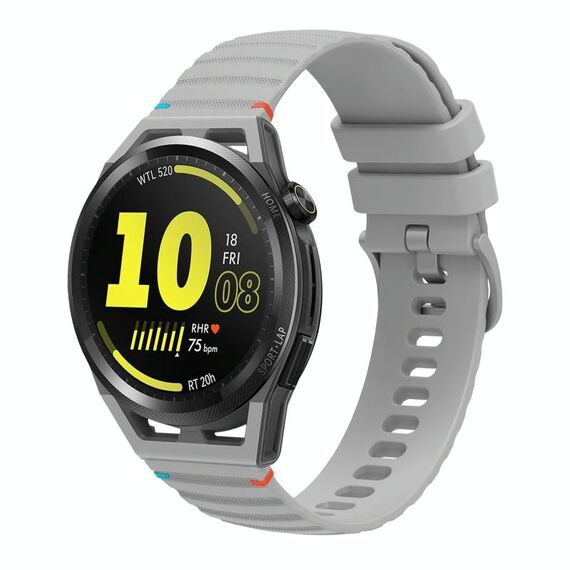 Per Huawei Watch GT Runner Wavy Dotted Stitched 22mm Cinturino in silicone (grigio)