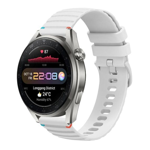 Per Huawei Watch 3 Pro Cinturino in silicone ondulato punteggiato cucito da 22 mm (bianco)