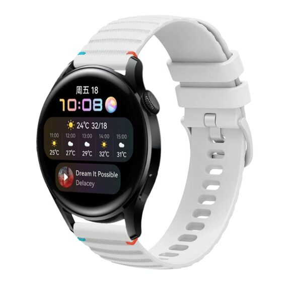 Per Huawei Watch 3 Cinturino in silicone ondulato punteggiato cucito da 22 mm (bianco)
