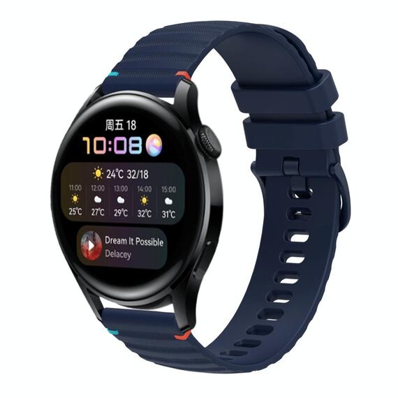 Per Huawei Watch 3 cinturino in silicone ondulato punteggiato cucito da 22 mm (blu navy)