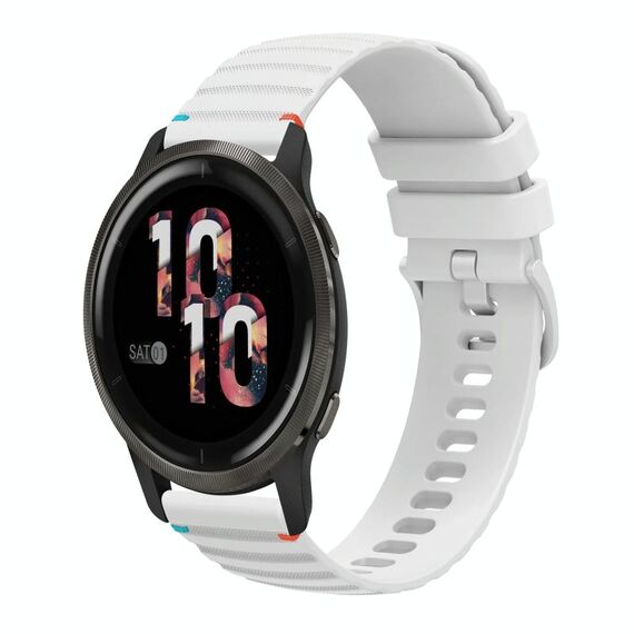 Per Garmin Venu 2 Wavy Dots Stitched 22mm cinturino in silicone (bianco)