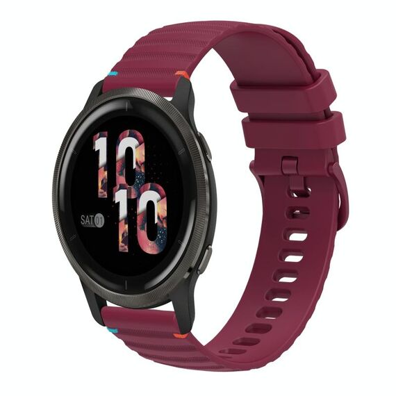 Per Garmin Venu 2 cinturino in silicone ondulato punteggiato cucito da 22 mm (rosso vino)