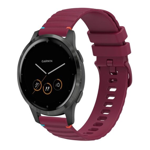 Per Garmin Vivoactive 4 cinturino in silicone ondulato punteggiato cucito da 22 mm (rosso vino)