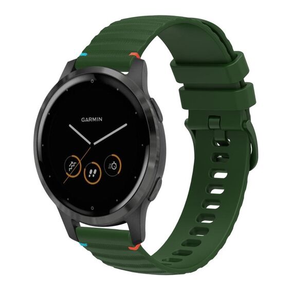 Per Garmin Vivoactive 4 cinturino in silicone ondulato punteggiato cucito da 22 mm (verde militare)
