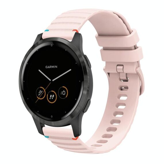 Per Garmin Vivoactive 4 cinturino in silicone ondulato punteggiato cucito da 22 mm (rosa)