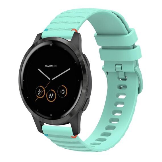 Per Garmin Vivoactive 4 cinturino in silicone ondulato punteggiato cucito da 22 mm (verde acqua)