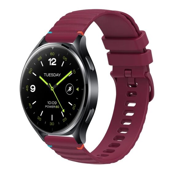 Per Xiaomi Watch 2 Cinturino in silicone ondulato punteggiato cucito da 22 mm (rosso vino)