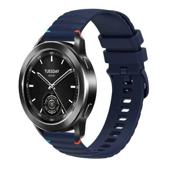 Per Xiaomi Watch S3 Cinturino in silicone ondulato punteggiato cucito da 22 mm (blu navy)