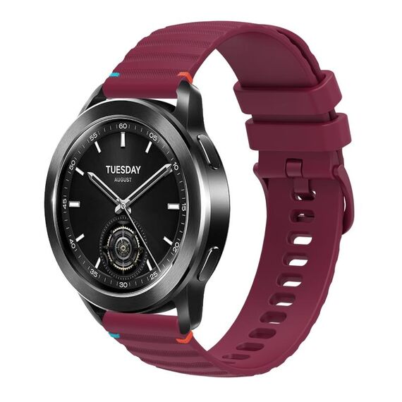Per Xiaomi Watch S3 Cinturino in silicone ondulato punteggiato cucito da 22 mm (rosso vino)