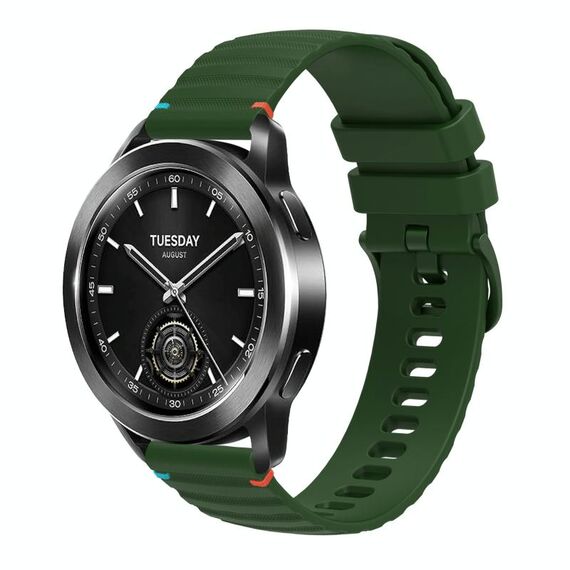 Per Xiaomi Watch S3 Cinturino in silicone ondulato punteggiato cucito da 22 mm (verde militare)