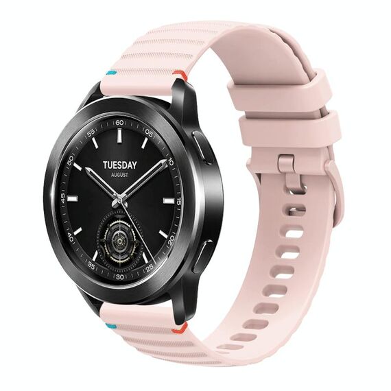 Per Xiaomi Watch S3 Cinturino in silicone ondulato punteggiato cucito da 22 mm (rosa)