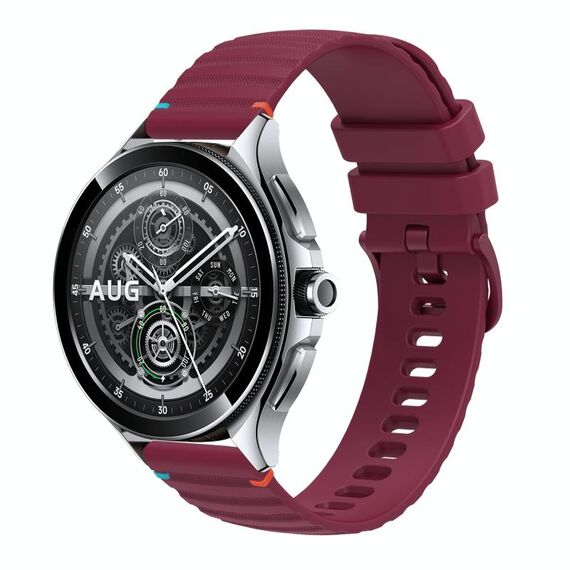 Per Xiaomi Watch 2 Pro cinturino in silicone ondulato punteggiato cucito da 22 mm (rosso vino)