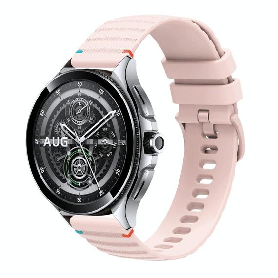 Per Xiaomi Watch 2 Pro Cinturino in silicone ondulato punteggiato cucito da 22 mm (rosa)
