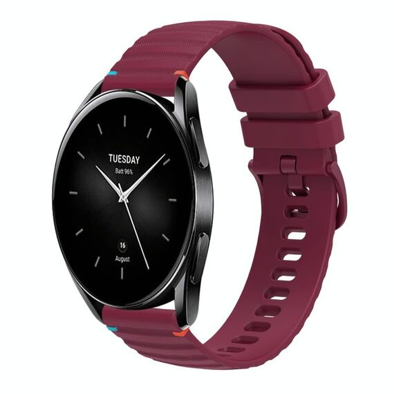 Per Xiaomi Watch S2 Cinturino in silicone ondulato punteggiato cucito da 22 mm (rosso vino)