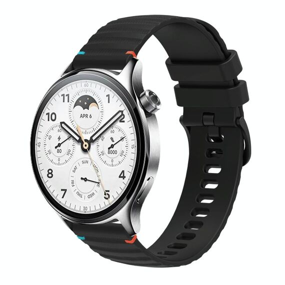Per Xiaomi Watch S1 Pro Cinturino in silicone ondulato punteggiato cucito da 22 mm (nero)