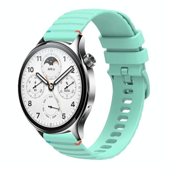 Per Xiaomi Watch S1 Pro Cinturino in silicone ondulato punteggiato cucito da 22 mm (verde acqua)
