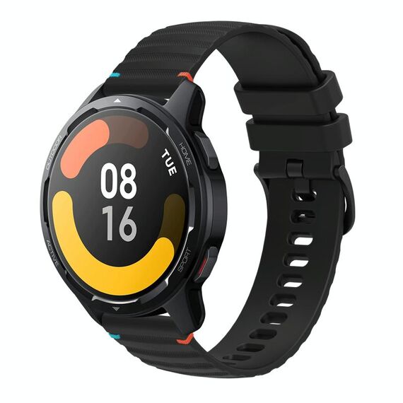 Per Xiaomi Watch S1 Active Wavy Dotted Stitched 22mm Cinturino in silicone (nero)