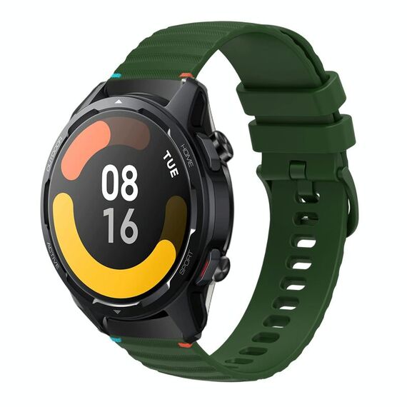 Per Xiaomi Watch S1 Active Wavy Dotted Stitched 22mm Cinturino in silicone (verde militare)