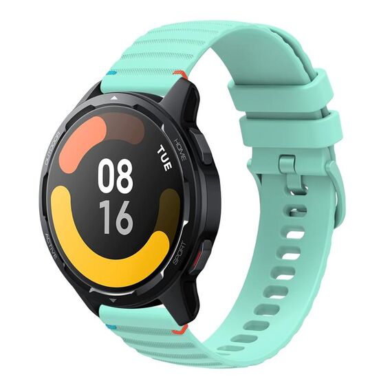 Per Xiaomi Watch S1 Active Wavy Dotted Stitched 22mm Cinturino in silicone (verde acqua)