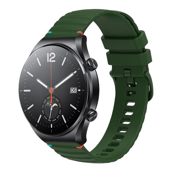 Per Xiaomi Watch S1 Cinturino in silicone ondulato punteggiato cucito da 22 mm (verde militare)