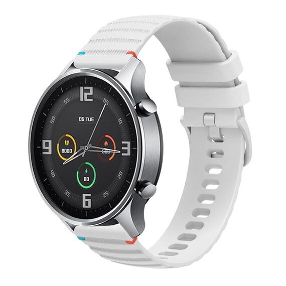 Per Xiaomi Watch Color Wavy Dotted Stitched 22mm Cinturino in silicone per orologio (bianco)