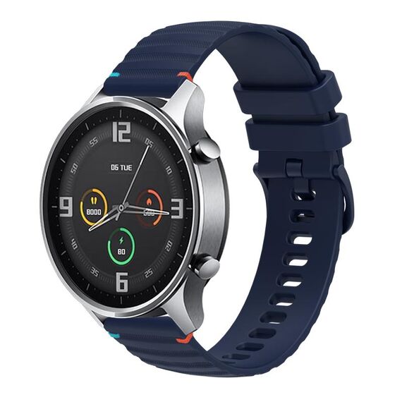 Per Xiaomi Watch Color Wavy Dotted Stitched 22mm Cinturino in silicone per orologio (blu navy)