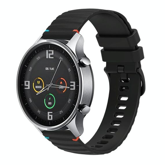 Per Xiaomi Watch Color Wavy Dotted Stitched 22mm Cinturino in silicone per orologio (nero)