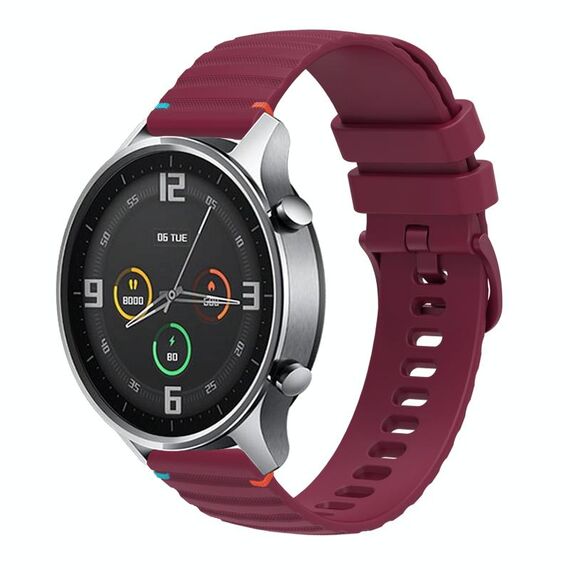 Per Xiaomi Watch Color Wavy Dotted Stitched 22mm Cinturino in silicone per orologio (rosso vino)