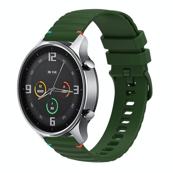 Per Xiaomi Watch Color Wavy Dotted Stitched 22mm Cinturino in silicone per orologio (verde militare)
