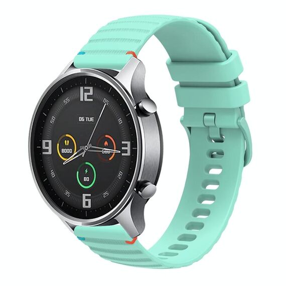 Per Xiaomi Watch Color Wavy Dotted Stitched 22mm Cinturino in silicone per orologio (verde acqua)