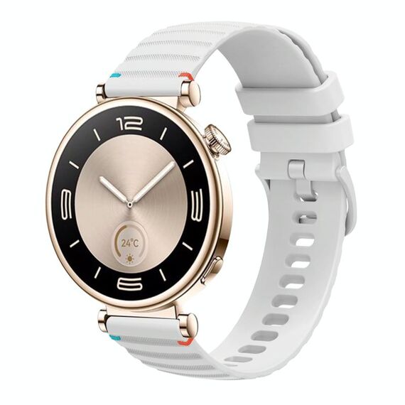 Per Huawei Watch GT 4 41mm Cinturino in silicone ondulato punteggiato cucito 18mm (bianco)
