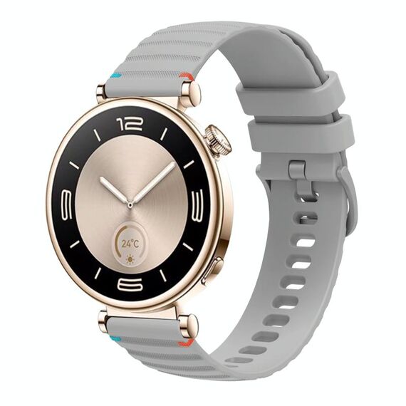 Per Huawei Watch GT 4 41mm Cinturino in silicone ondulato punteggiato cucito 18mm (grigio)